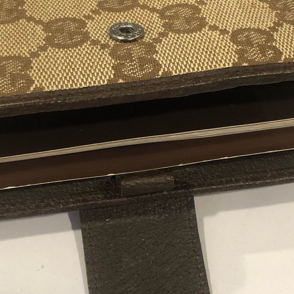 M GUCCI MONOGRAM Leather Canvas Agenda Binder Passport Holder Credit Card Wallet - Picture 15 of 17
